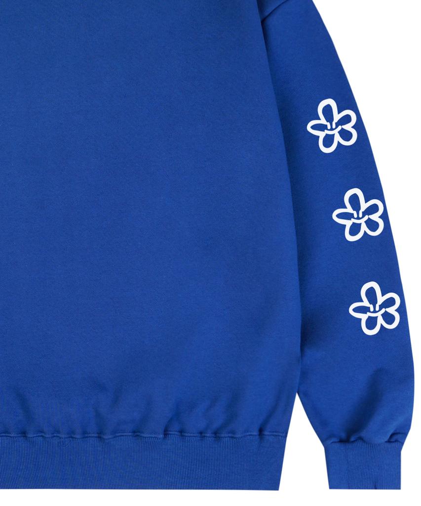 GRAVER [Unisex] Elbow 3 Line Flower Sweatshirt_Cobalt Blue