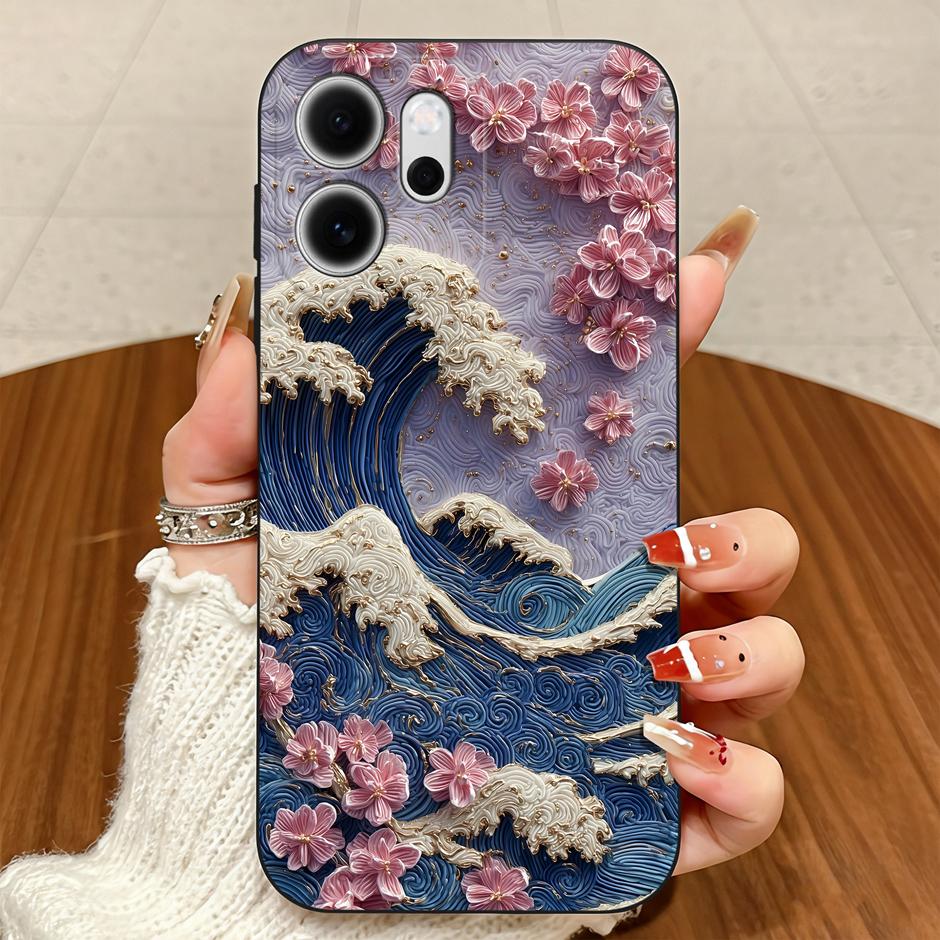 

For OPPO Reno 14F 14 13F 13FS 12F 12FS Case Cartoon Cat Foral Non-slip Minimalist Protector For Reno14Freno13fs reno12fs Shell Reno 12F (Reno 12FS)
