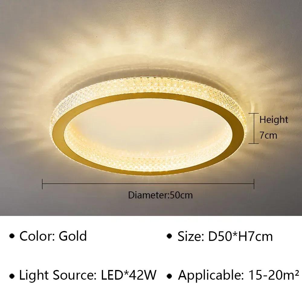 Simple New Modern Crystal Master Bedroom Ceiling Lamp Creative LED Round Living Room Net Red Soft Light Home Lighting Decorate
