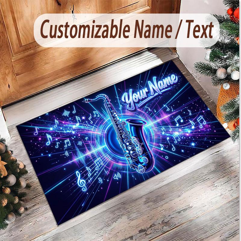 Tappeto in Velluto Morbido di Cristallo Tema Generale Musica Stampa Personalizzata Nome & Testo Tappeto Antiscivolo per Camera da Letto Soggiorno