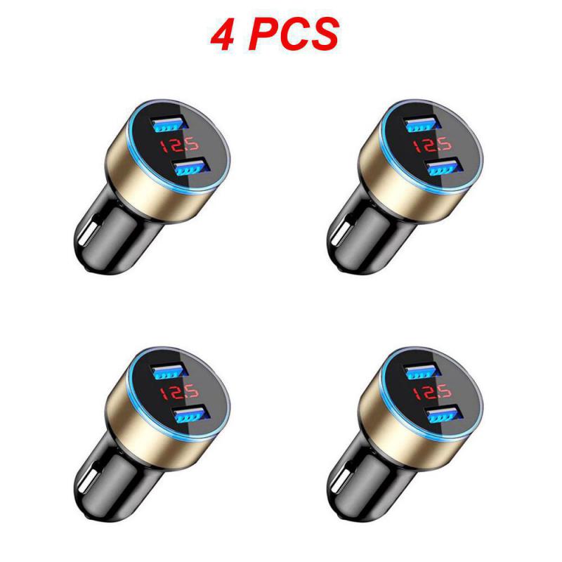 2~5PCS Auto Vehicle Car Dual USB Car Charger QC 3.0 Fast Charging Adapter Cigarette Lighter LED Voltmeter For All Mobile Phone