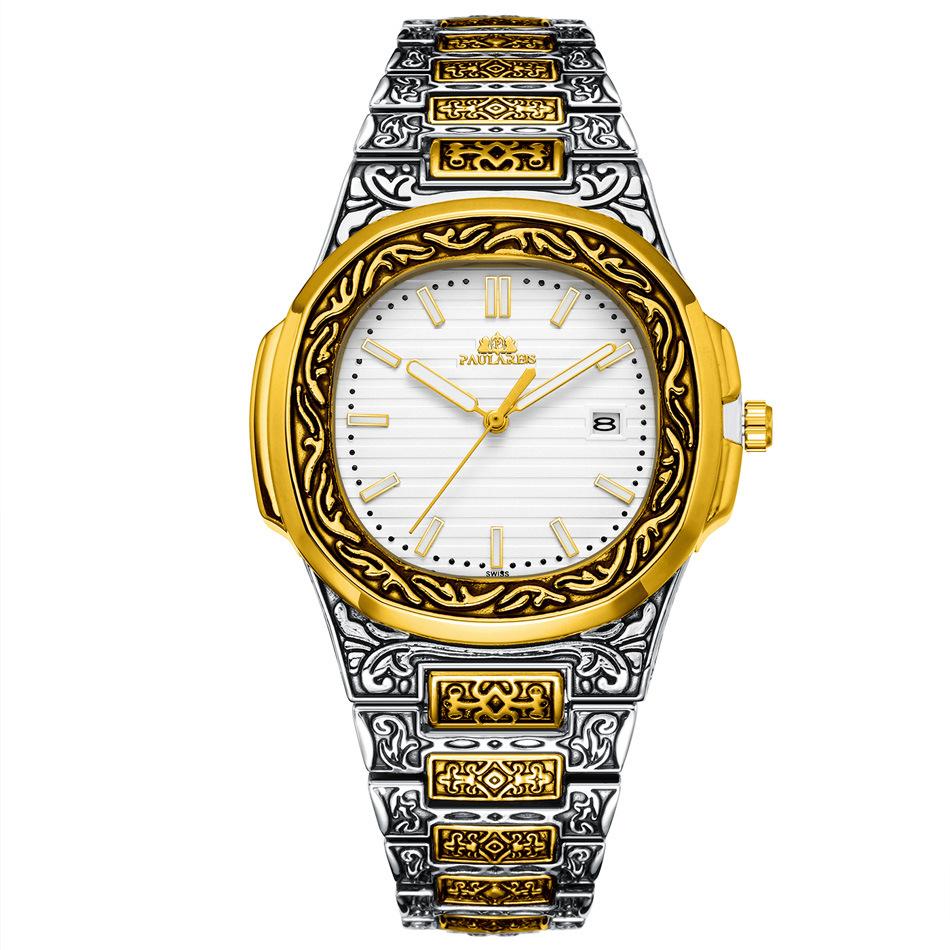 Paulareis Quartz Carved Parrot Calendar Glow Men's Watch QUARTZ WATCH