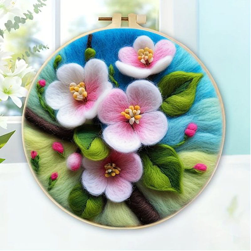 Magnolia - Embroidery (Felting) with Worsted Wool