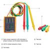 Phase Tester Rotation Field Meter AC60V~600V, 3 Phase Sequence Presence Rotation Indicator Detector Meter with Crocodile Clips and Buzzer Tester