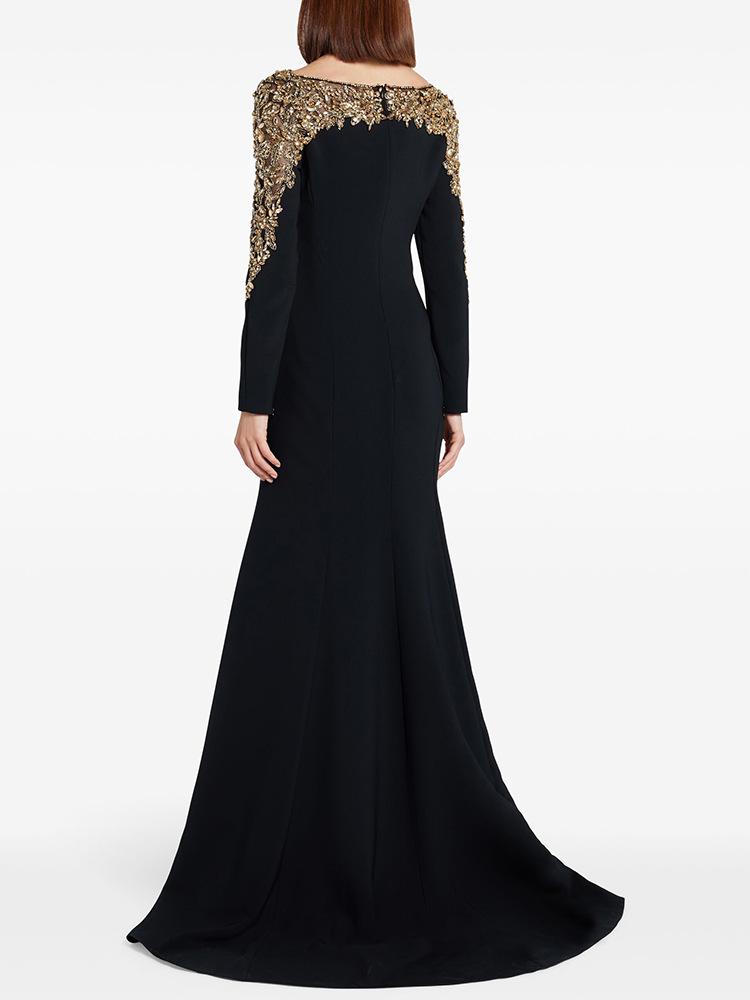 Elegant Grand Banquet Gown 2026: Mesh Splicing, Heavy Beading, Rhinestone Inlaid Long Dress