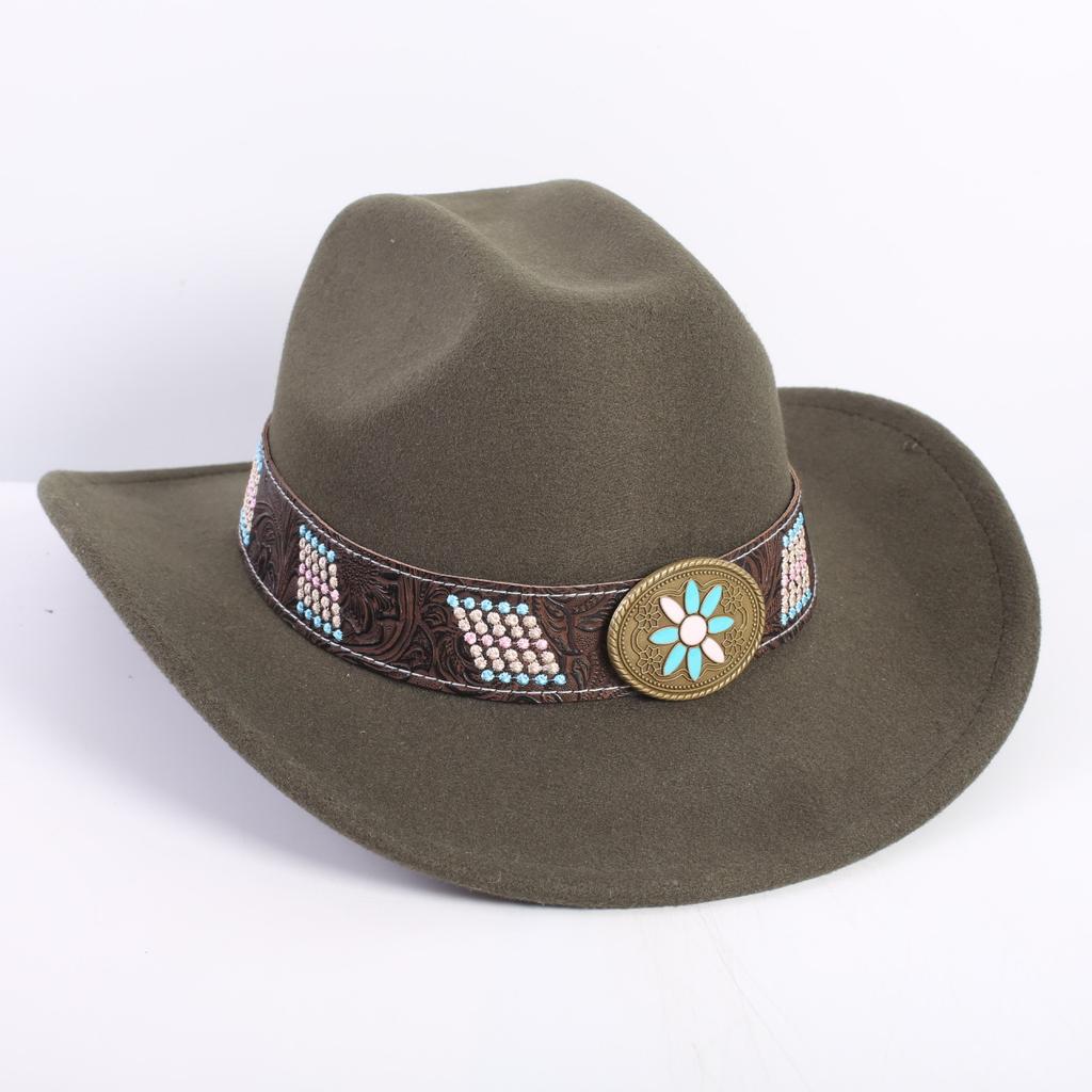 Popular European and American Fashion OL Style One-word Cowboy Hat Men's and Women's High-end Top Hat Jazz Hat Felt Hat