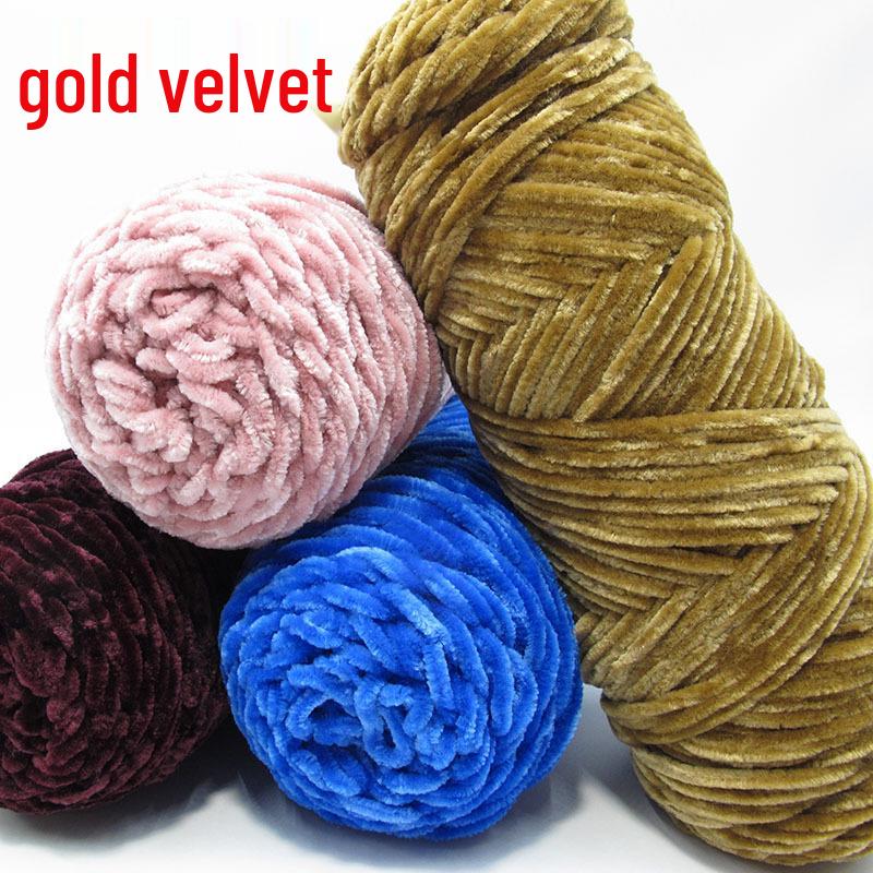 Chenille Goldenes Samt Mehrfarbiges Garn für DIY Handstricken, Mittlere Dicke, Glänzendes Finish