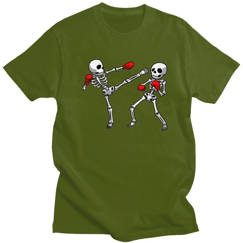 Kickboxing Kickboxer Boxe T-shirt Teschio Magliette Puro Cotone Maglietta Estate Girocollo Pugile Arti Marziali T-shirt Casual Manica Corta