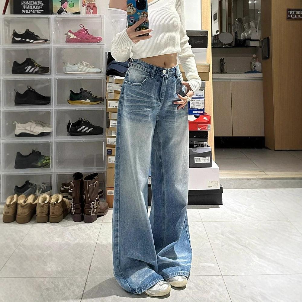 Big Yards High Waist Wide Leg Jeans Women Summer Loose Versatile Dragged Floor Thin Straight Pants Retro Street Style Baggy Long Jeans for Ladies