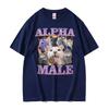 2026 Alpha-Männchen Lustige Katze Einhorn Regenbogen T-Shirt Herren Damen Mode Kawaii Niedlich Kurzarm T-Shirt Baumwolle Locker Übergröße T-Shirt Lässige Tee Tops