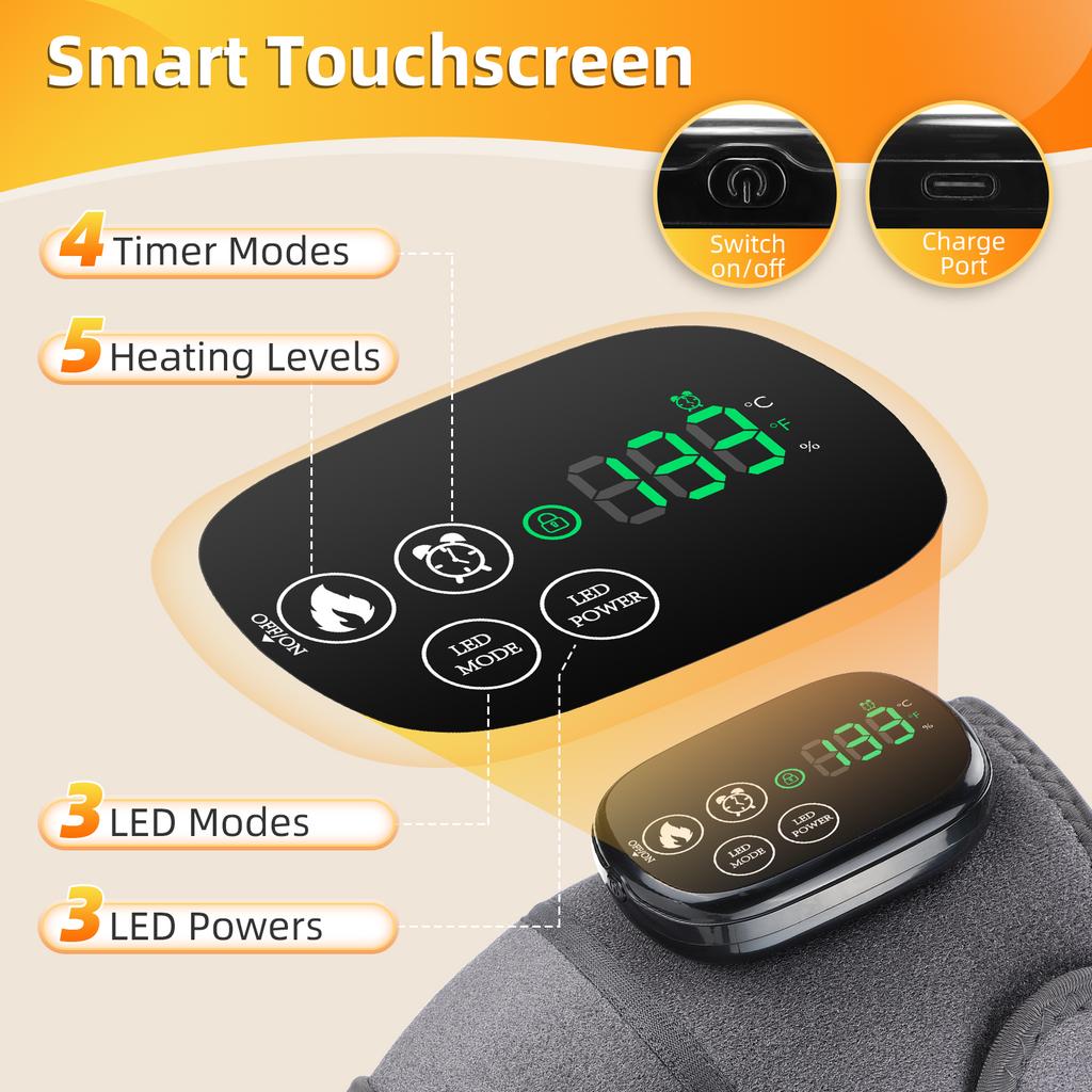 LED Knee Massage Heating Vibration Massage Electric Knee Pad Leg Joint  Heating Pad BraceMuscle Relax 3 In 1 660&850nm