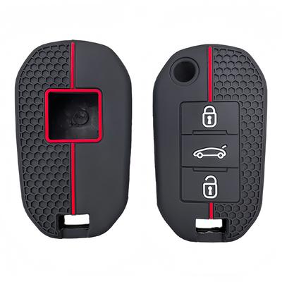 3 Button Silicone Car Key Chain Ring Shell Cover Case Holder For Peugeot 208 301 308 508 5008 3008 Citroen C5 C4 2010 2021 2023