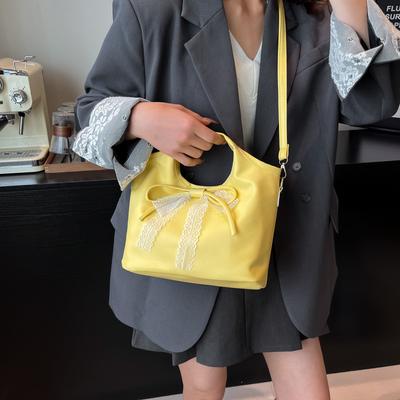 High-value Retro Large-capacity Bag Women's 2025 New Versatile Shoulder Underarm Bag Portable Bucket Bag Bow