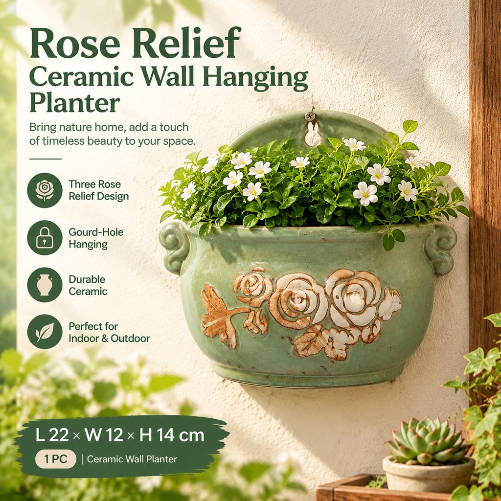 Vintage Kiln-Changed Glaze Ceramic Wall Hanging Planter