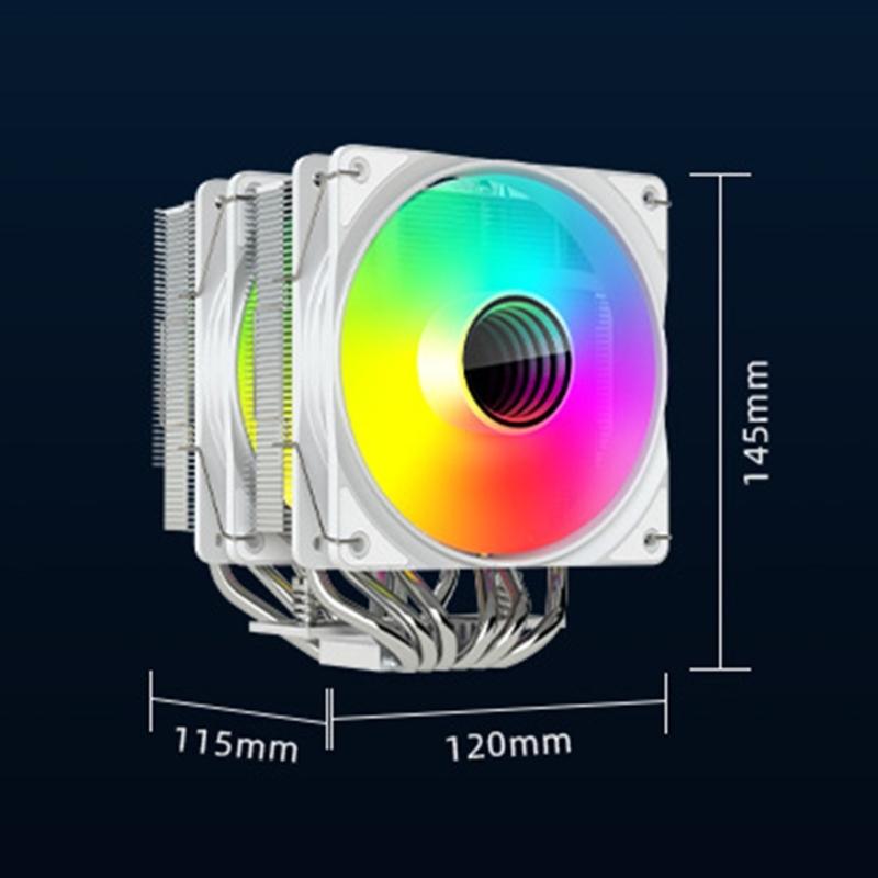 PWM Controlled Copper Base Tower CPU Air Coolers Double Cooling Fan Design 145mm Height ARGB Lighting For PC Builds