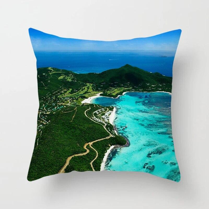 

Голубое небо, пляжный пейзаж, принт, наволочка, декор для дивана, автомобильное офисное сиденье, подушка для комнаты, дома 40x40cm