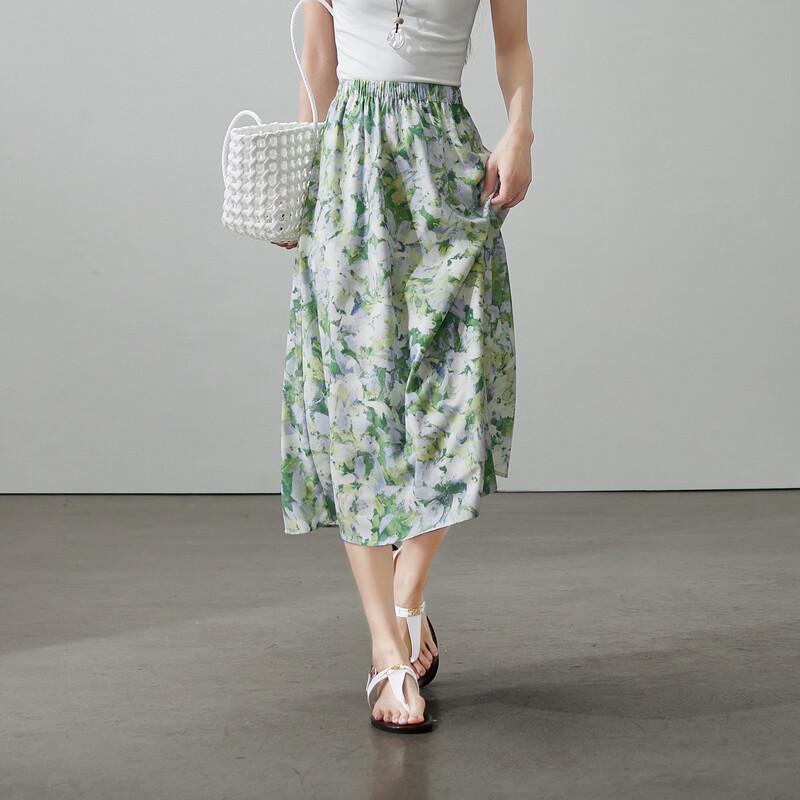 SOFSIL Women's High-Waisted Floral A-Line Midi Skirt
