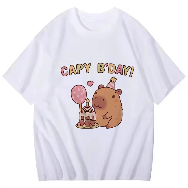 Funny Capybara Printed T Shirt Men Women Vintage Summer Short Sleeve T-shirt 90s Gothic Tshirt Casual EU Size Tees Tops Clothes