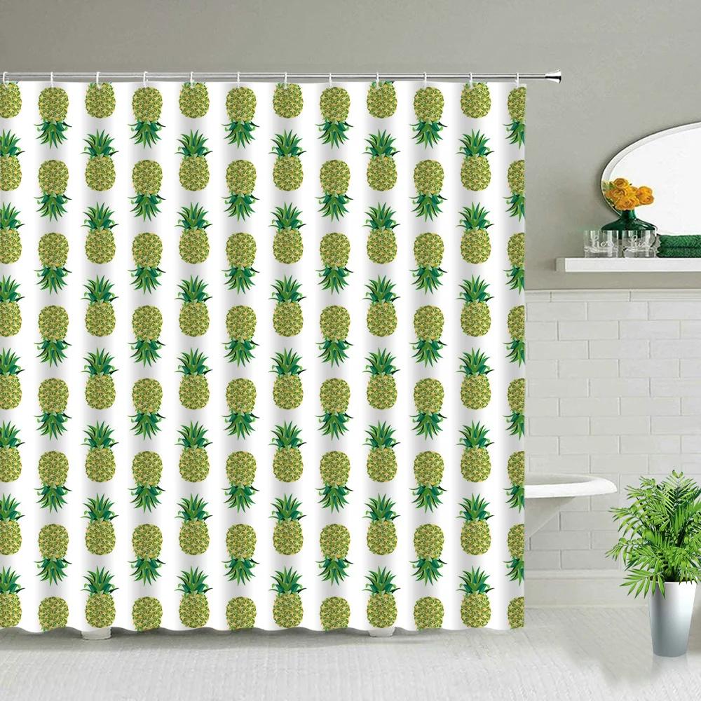 Nordic Style Pineapple Art Shower Curtains Waterproof Bathroom Curtain Polyester Fabric Bath Bathtub Decor With Hooks Washable