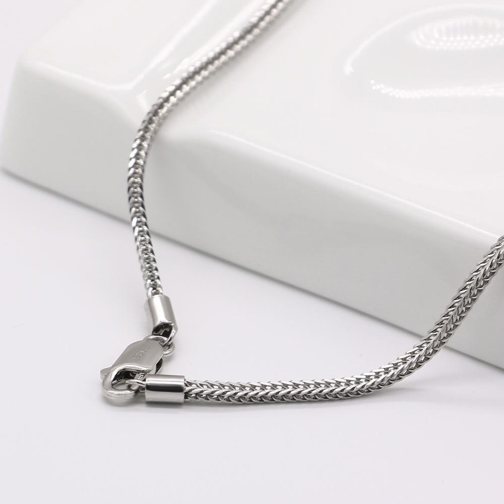 3Mm Chopin Chain Necklace Simple Men'S And Women'S White Copper Electroplated Thick Rhodium Gold Pendant With Chain Single Chain Jewelry