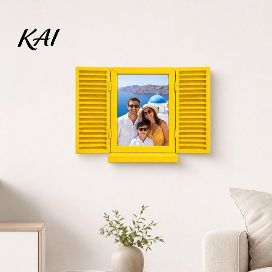 Hidden Key Storage Shelf Holder with Shelf, Mediterranean-Style Window Frame Photo Vacation Style Home Decoration Display Stand, Functional