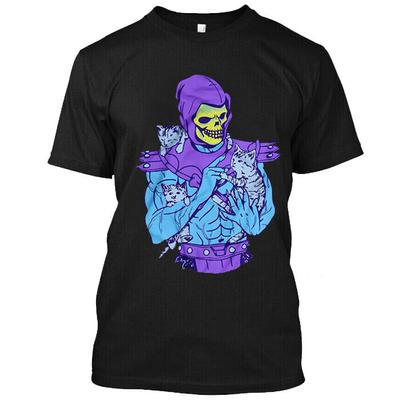 T-shirt unisexe noir avec chat squelette