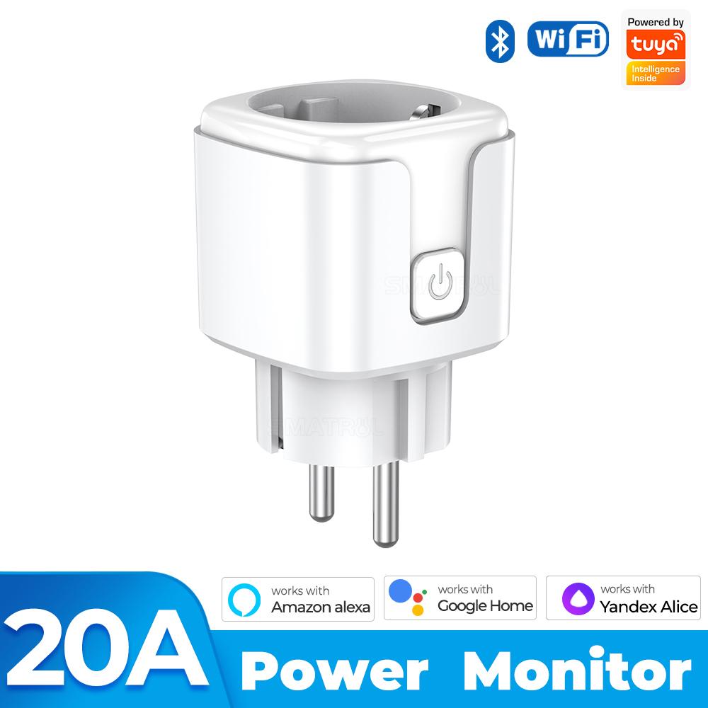 20a/16a Tuya Wifi Eu Smart Plug Outlet 220v Power Monitor Wireless Socket Remote Timer Electrical Control For Google Home Alexa