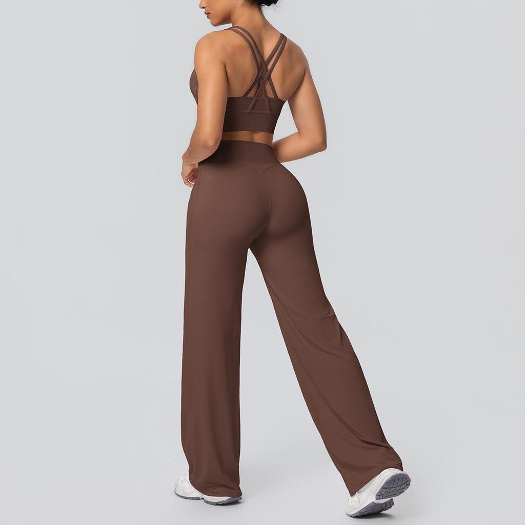 Sexy Sport-BH mit Kreuzrücken & High-Waist Yoga-Hosen Set - Schnelltrocknende Fitnessbekleidung