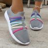 Fashion Fashion Rainbow Ribbon Knitted Sneakers Women Mesh Breathable Running Sports Shoes Woman Plus Size Comfort Slip On Walking Shoes
