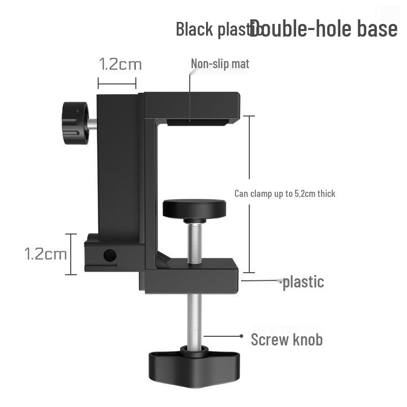 Lazy Person Phone Live Stream Stand with Mic Clip and Stable Boom Base