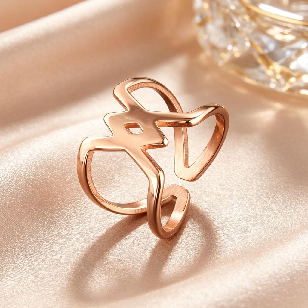 18K Gold Geometric Open Ring - Simple, Versatile Luxury Finger Jewelry