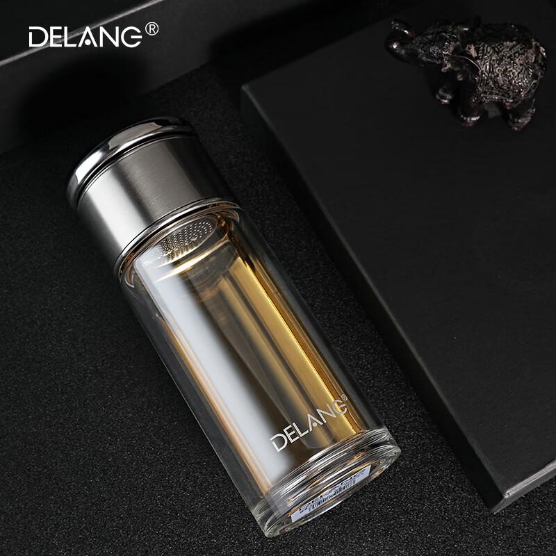 DELANG 320ml Double-Walled Glass Tea Bottle