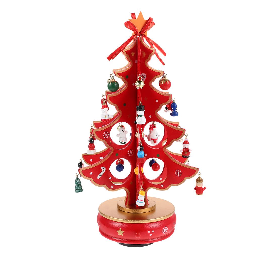Christmas Tree Music Box Creative Wooden Handmade Miniature Fair-Sounding Melodies Home Decor Gift For Women Girls