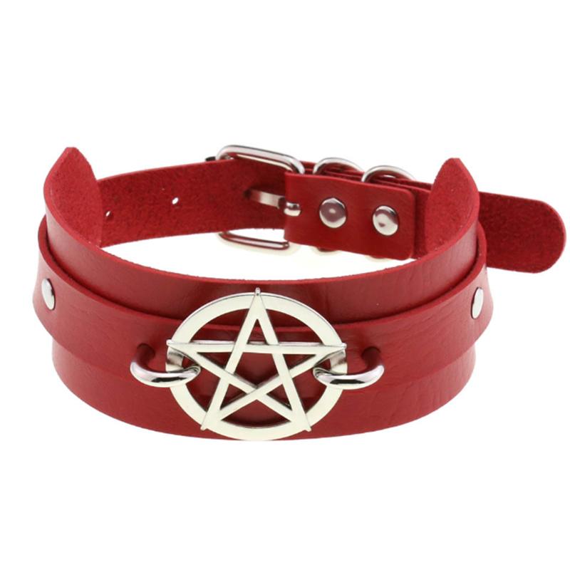 1Pc Punk Women Harajuku Heart Religion Cross PU Leather Choker Necklaces Punk Gothic Spike Rivet Collares Bell Torques Jewelry