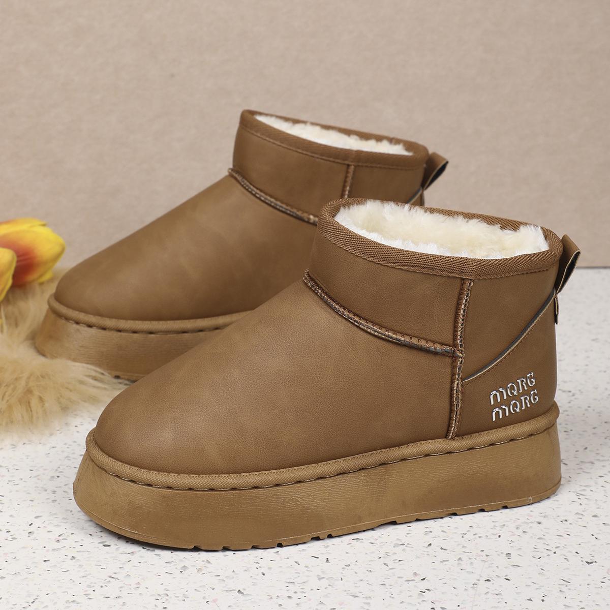 

Зимние женские короткие плюшевые теплые зимние ботинки, повседневная обувь, новые замшевые ботильоны «Челси» на плоской подошве, женская обувь на платформе, черные ботинки 38 коричневый