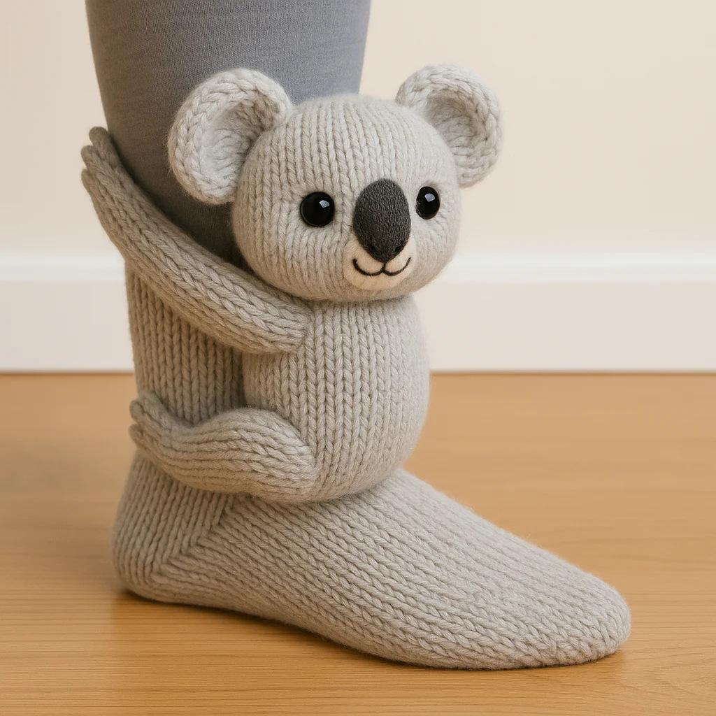 New 3D Knit Animal Socks Double Layer Warm Funny Socks Hand Crocheted Breathable Middle Tube Socks Christmas Gifts Legs Warme