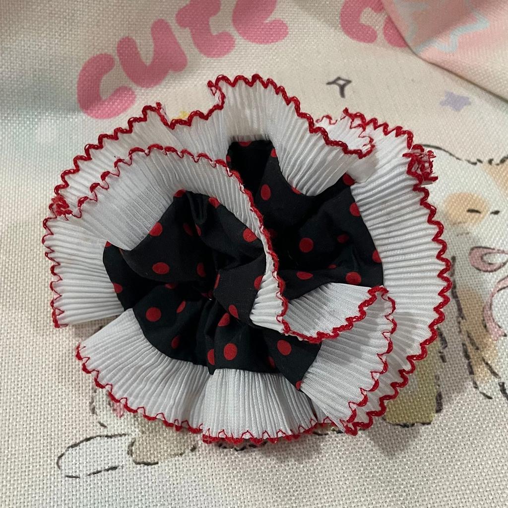 Aesthetic Lace Scrunchies Double Layer Elastic Hair Rope Wedding Party Hair Rope Big Buns Hair Elastic for Formal Casual