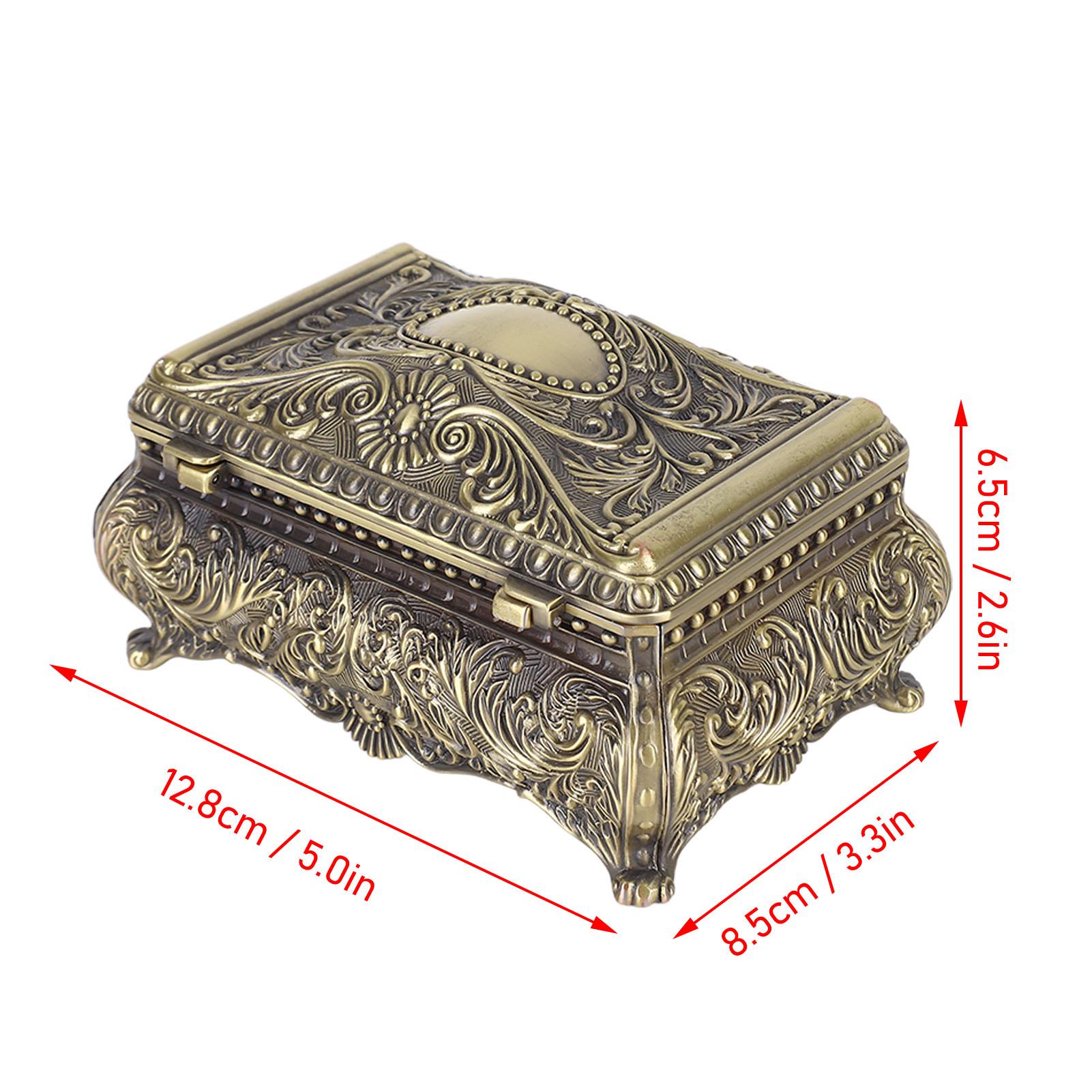 

Vintage Jewelry Box Metal Rectangular Trinket Storage Box European Style Jewelry Box for Women Girls Birthday Christmas бронзовый