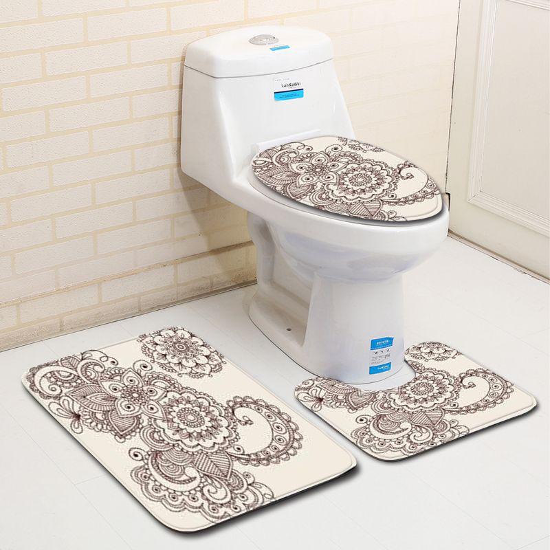 

Striped Three-Piece Bathroom Toilet Foyer Floor Mat Pattern Size Support 45*75CM