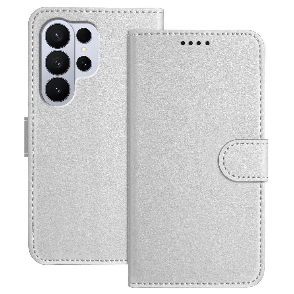 For Samsung Galaxy S26 Ultra Leather Case Wallet Stand Solid Color Anti Drop Phone Cover