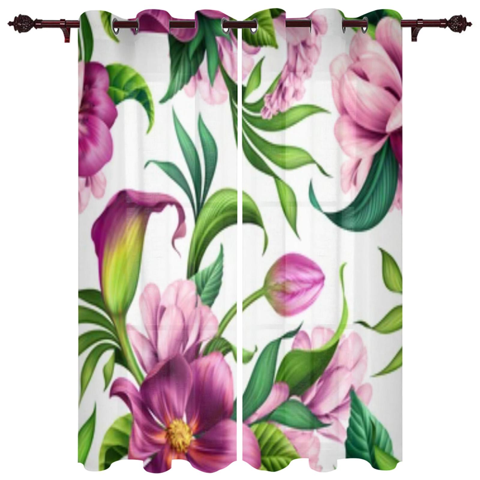 Фиолетовый завод цветок оконная занавеска спальня гостиная оконные шторы кухонные — фото 17