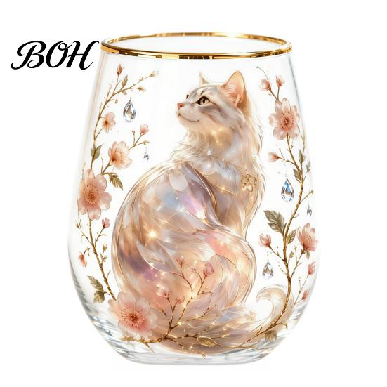 Buntes Schmetterlingsglas Handbemalter Glasbecher, Eiförmige Tasse mit Goldrand, Klarer Bleifreier Sicherer Trinkbecher für Tee Kaffee Wein