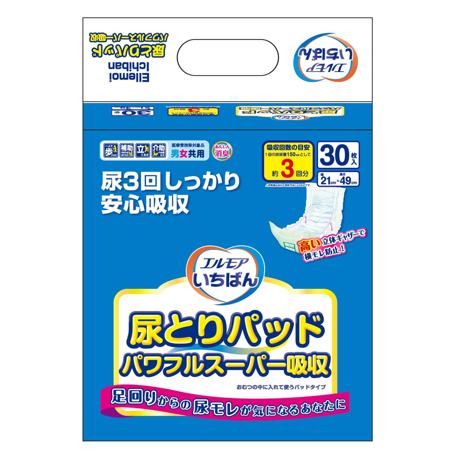 

Elmore Ichiban Urine Absorbent Powerful Super 30 3 Absorption Times Pads, Absorbency, Pads, белый