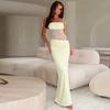 European and American Spring Women's Sexy Lace Splicing Hollow Perspective Strap Dress