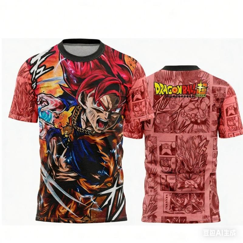 2026 Summer Dragon Ball Retro Fitness T-shirt Men's Oversized 3D Printed Short-sleeved Family Unisex Children's Sports Shirt