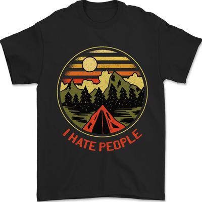 Ich hasse Leute Lustiges Camping Outdoor Trekking Herren T-Shirt 100% Baumwolle