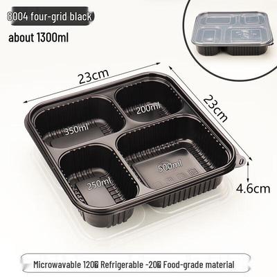 1300ml 4-Compartment Disposable Food Container