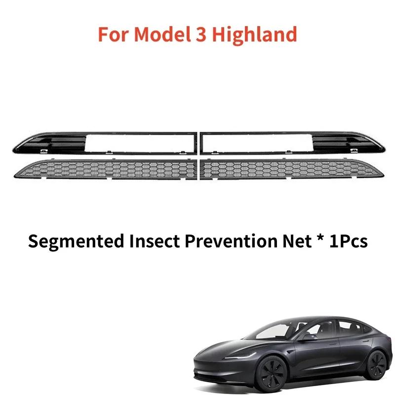 For Tesla Model 3 Highland 2024-2025 Model Y Juniper 2025 ABS Front Grill Guard Mesh Air Inlet Vent Cover Car Bumper Accessories