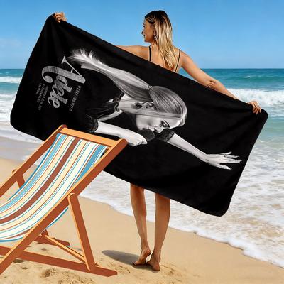 Soulful Adele Print Beach Towel, Large Soft Quick Dry Towel for Beach Camping Swimming