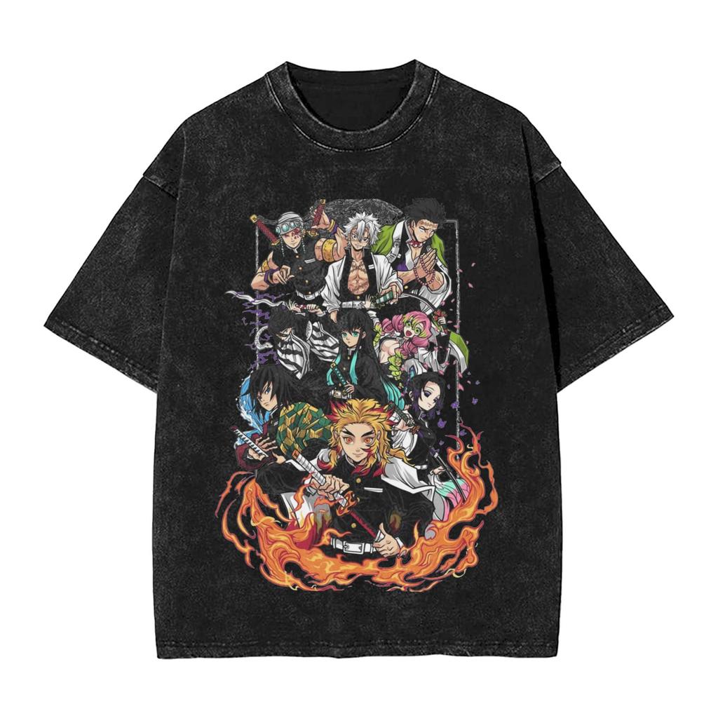 Demon Slayer Tokito Muichiro Mist Breathing Printed Tshirt Mens and Womens Washed Tshirt High Quality Vintage Cotton Tshirt